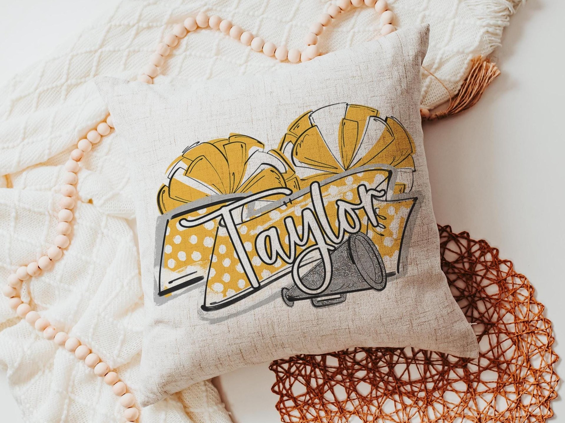CapableByDesign personalized cheer pillow with name