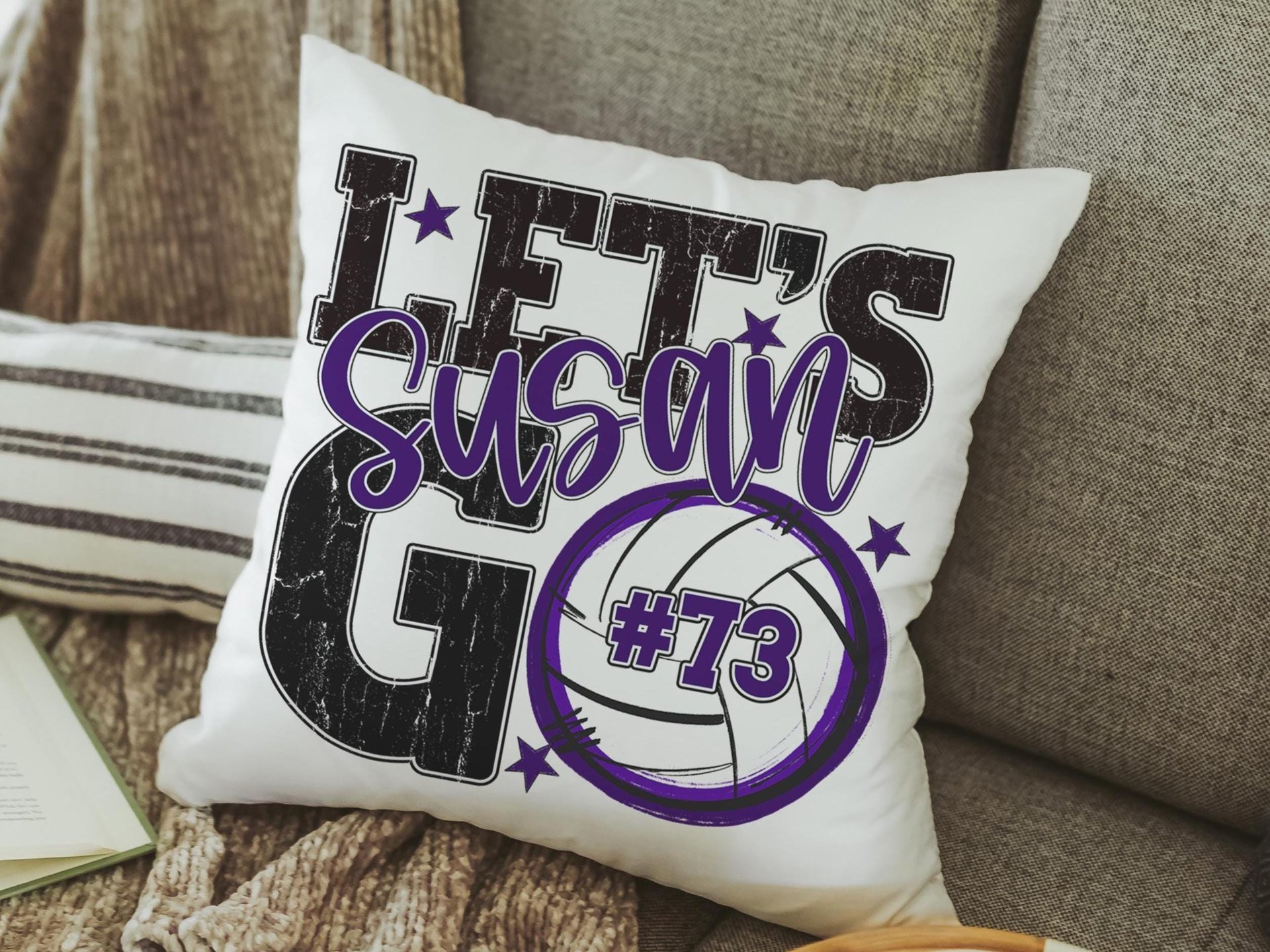 CapableByDesign personalized name and number throw pillows