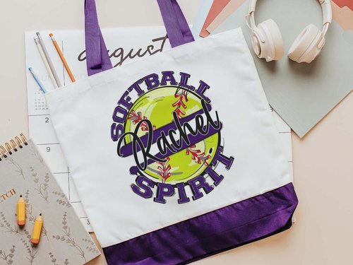 CapableByDesign personalized softball spirit matching tote bag and wristlet