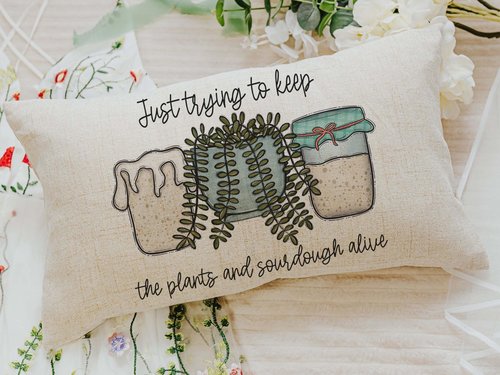 CapableByDesign just trying to keep the plants and sourdough alive throw pillows and towels