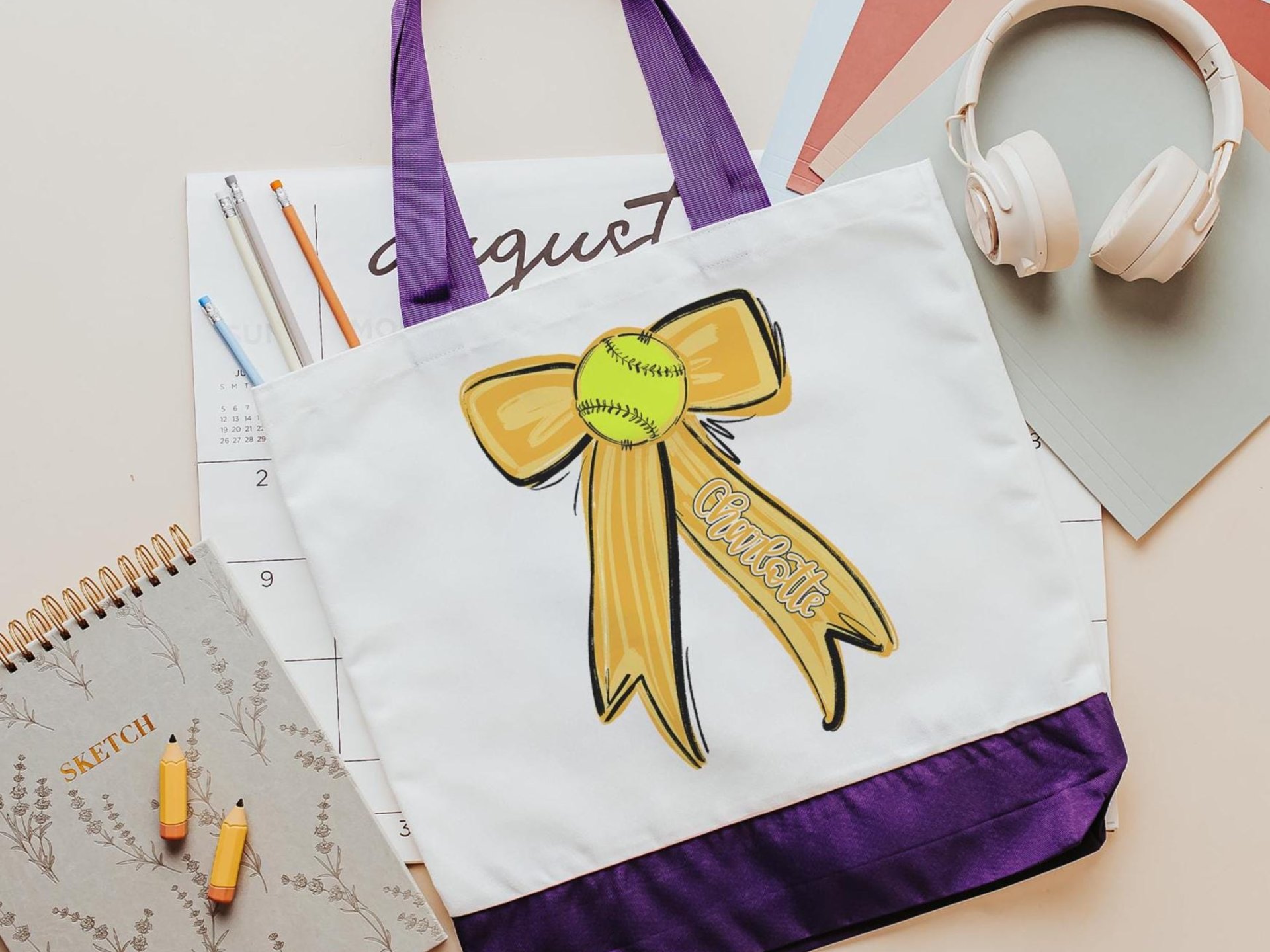 CapableByDesign personalized softball tote bag