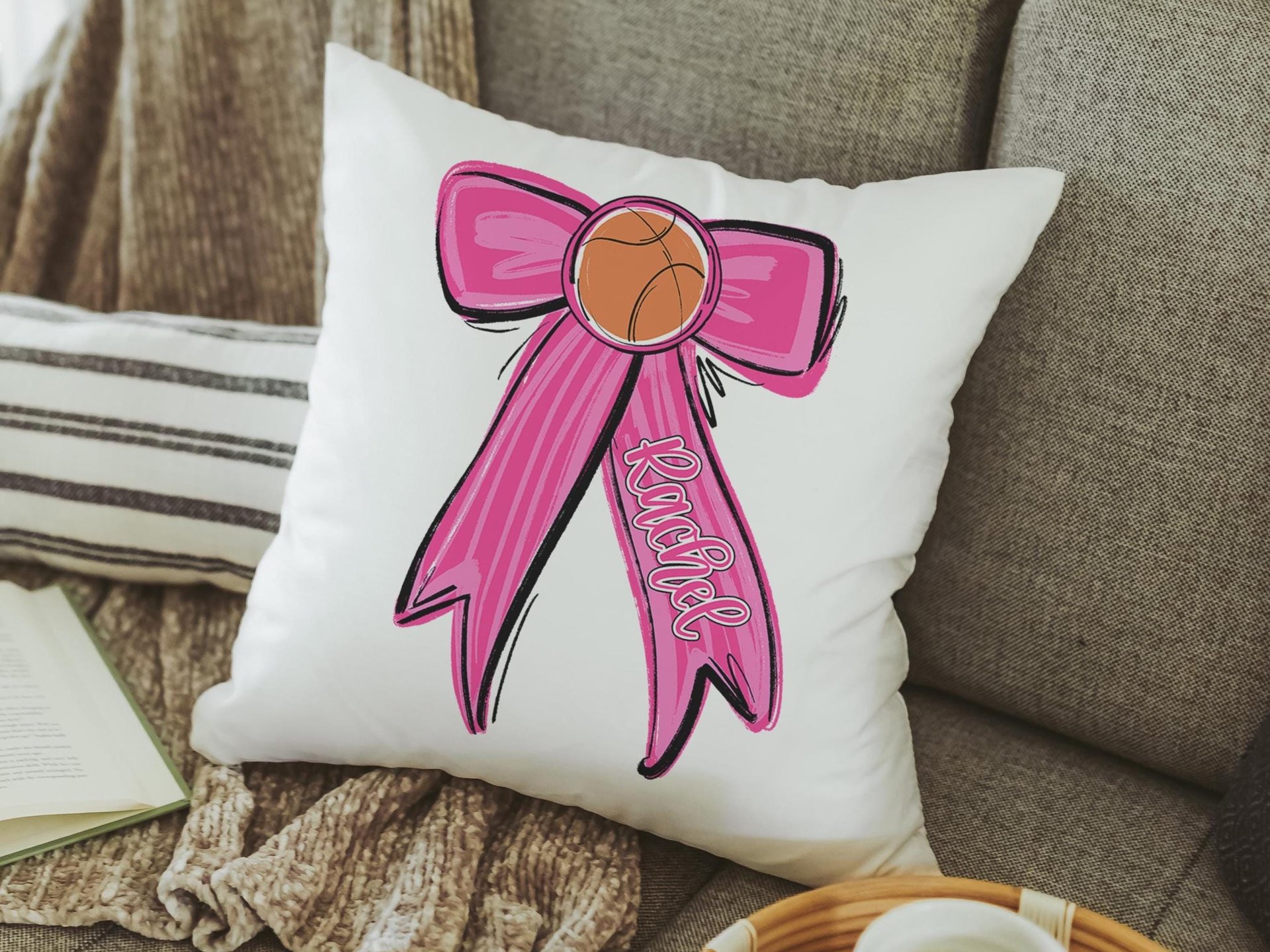 CapableByDesign personalized basketball throw pillow