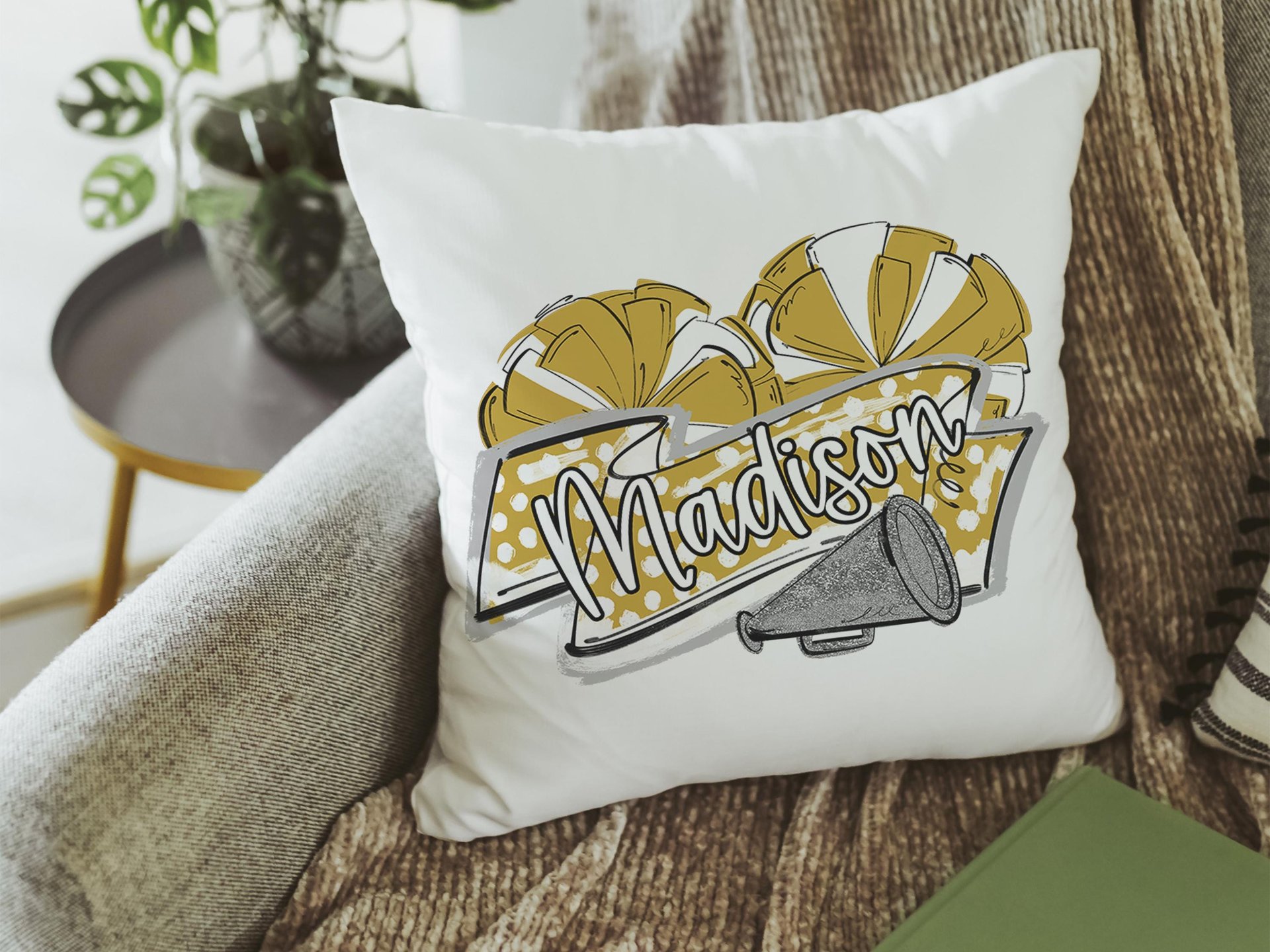 CapableByDesign personalized cheer pillow with name