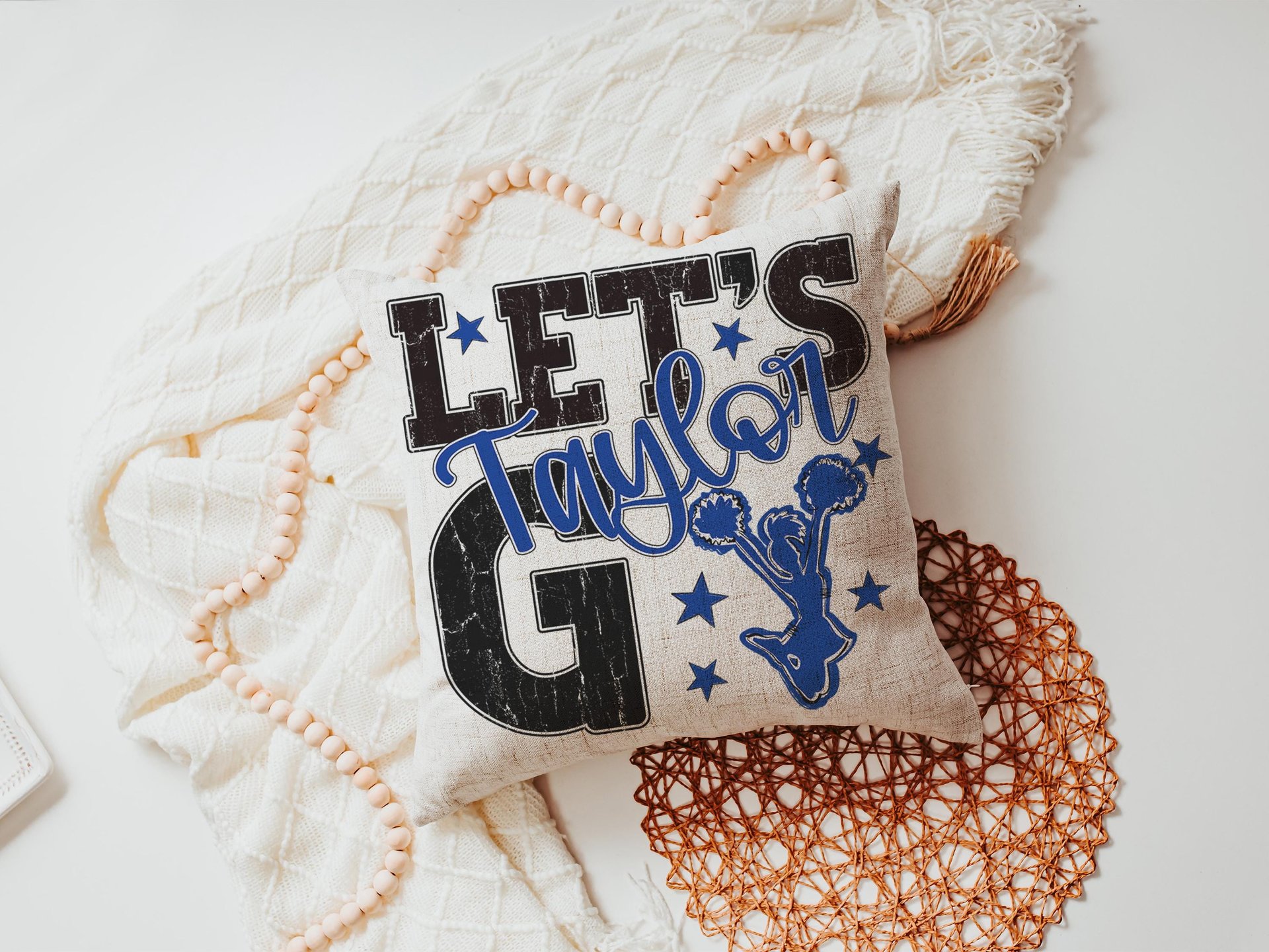 CapableByDesign personalized lets go cheer pillow with name