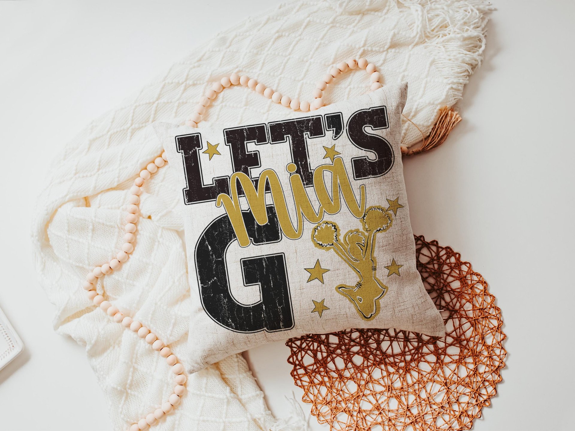 CapableByDesign personalized lets go cheer pillow with name