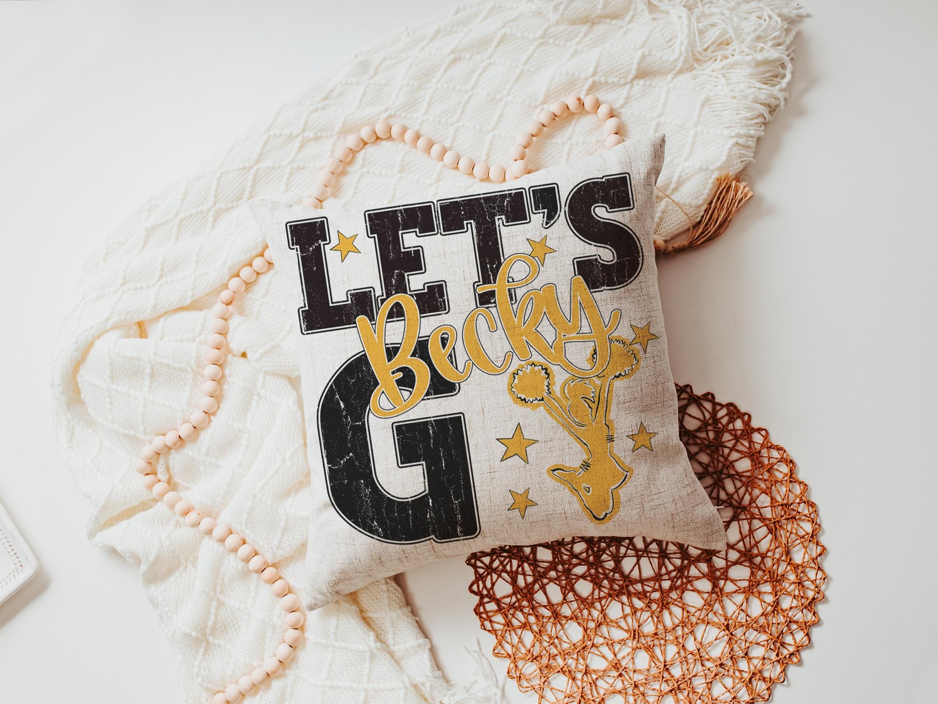 CapableByDesign personalized lets go cheer pillow with name