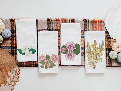 CapableByDesign Months of the year hand towels for every season SET OF 12