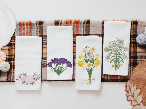 CapableByDesign Months of the year hand towels for every season SET OF 12