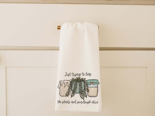 CapableByDesign just trying to keep the plants and sourdough alive throw pillows and towels
