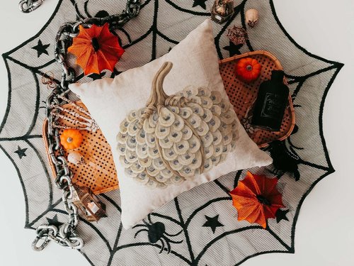 CapableByDesign Oyster shell pumpkin throw pillows