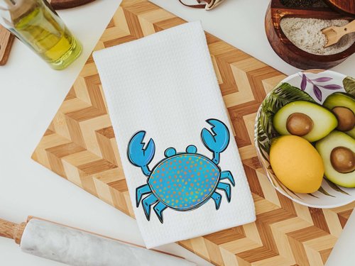 CapableByDesign Colorful crab throw pillows and matching towels