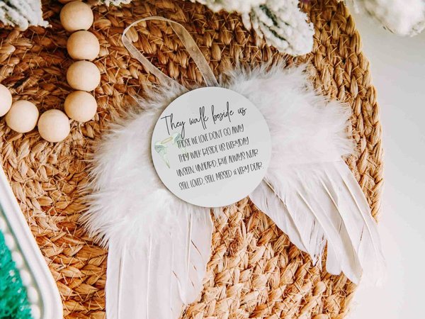 They walk beside us angel wings memorial ornament