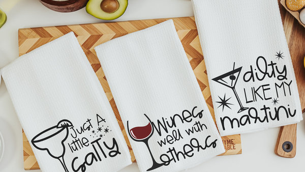 wines well with others cocktail kitchen towel for Mom, martini gifts, margarita moms club bar towel funny Mothers day gift for sister in law