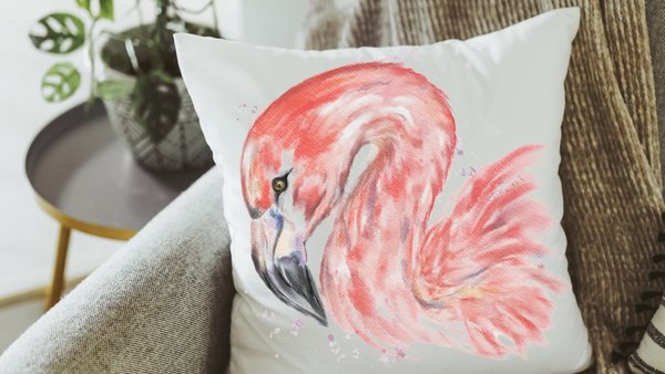 watercolor flamingo throw pillow for bed cute coastal gifts for beach lovers, flamingo gifts for women, flamingo gifts for her, coastal