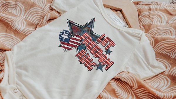 let freedom ring first 4th of July baby outfit, patriotic baby gifts for boys, military dad to be gifts, gender neutral coming home outfit