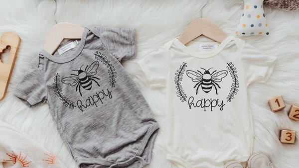 bee happy cute baby clothes, honey bee baby shower gift, gender neutral coming home outfit, unisex baby gift, Christmas gifts for infants