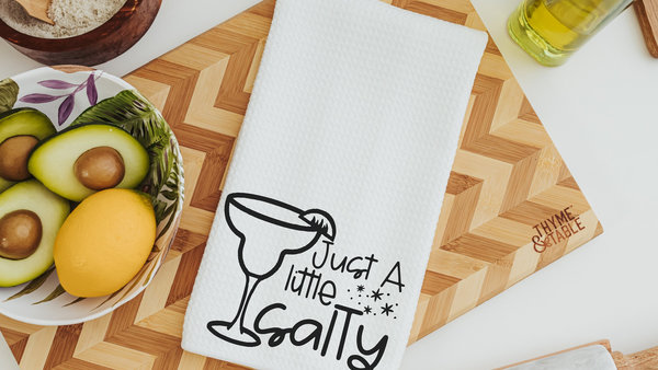 just a little salty margarita kitchen towel, 21st birthday gifts for bestie, cocktail bar decor, secret Santa gifts for her, home bar towel