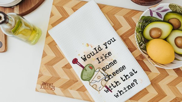funny wine kitchen towel, home bar accessories, mother in law gift for mothers day gift from daughter, wine gifts for women, wine and cheese