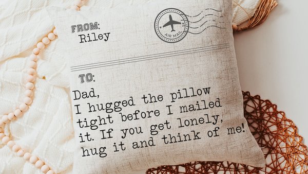 personalized for my dad hugged this pillow throw pillow for bed, unique Fathers day gift from kids, sentimental gifts for Dad, long distance