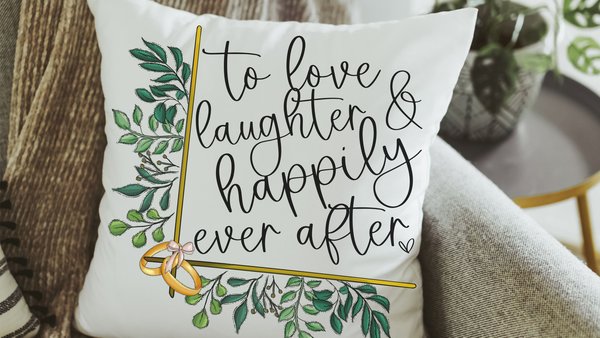 greenery wedding throw pillow for bedroom, happily ever after bridal shower gift, unique engagement gifts for couple, wedding day gift for