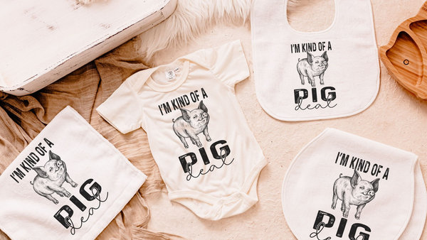 funny newborn pig gift set, I'm kind of a pig deal baby bundle, farm baby outfit boy, for girl, pig gift for babies, teacup pig baby outfit