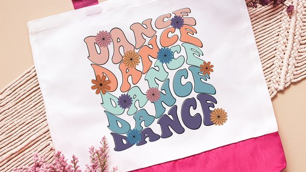 70s inspired retro flower tote bag for dance tote bag for girls, dance mom gifts, dance team senior gifts for college girls, Easter basket