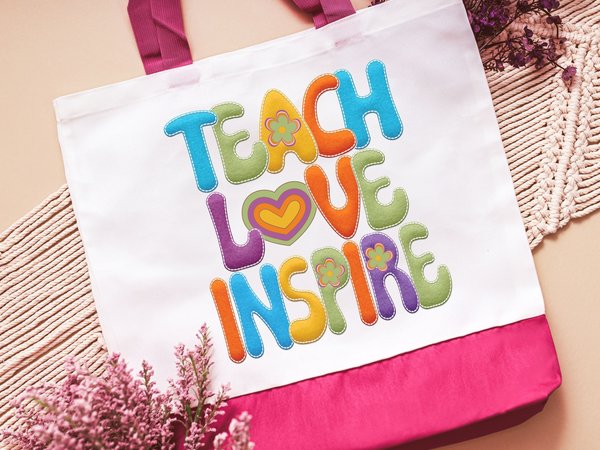 Teach Love Inspire Teacher Tote Bag, 17.5x17