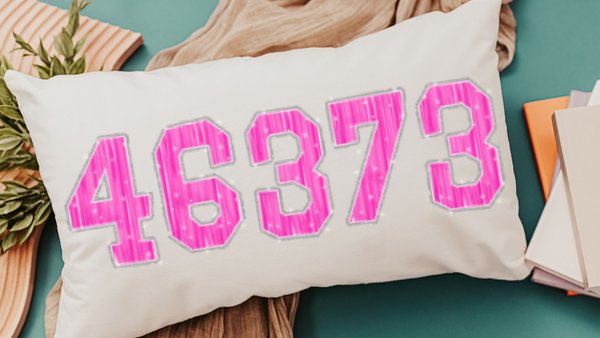 personalized zip code pillow cover 12 by 20, high school graduation gifts for girls, faux sparkle hot pink lumbar pillow for bed, moving