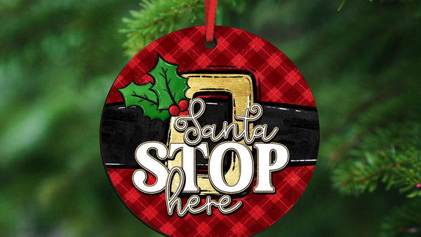 Santa stop here stocking tags for Christmas door knob hangers, cute Christmas ornament for kids, Santa Claus Christmas ornament gift best