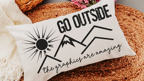 Go outside the graphics are amazing throw pillow