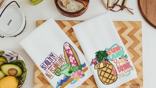 margarita bar towels, beach house gift, sun sand and a drink in my hand pineapple kitchen decor, summer kitchen towels, beach lover gift
