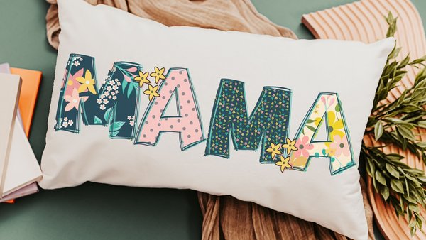 floral mama pillow for mom from baby, new mom fun gifts for women, garden baby shower gifts for mom to be, cute lumbar bed pillow, expecting