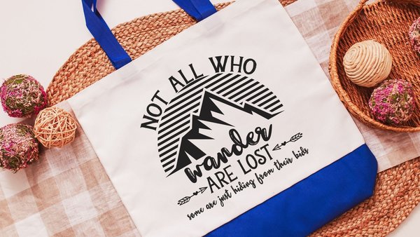 not all who wander are lost funny tote bag for women, sassy Christmas gifts for new moms, cute stocking stuffers for wife, reusable shopping