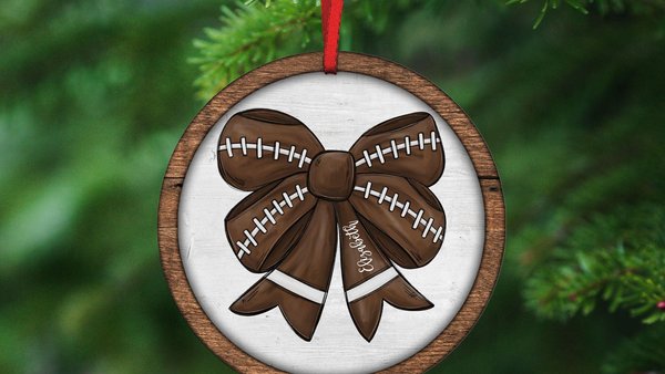 cute football ornament personalized football coquette bow football car charms rear view mirror accessories for women, football mom gifts