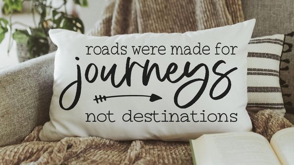the journey is the destination lumbar pillow for bed, long distance best friend gift for women, wanderlust decor, inspirational gifts for