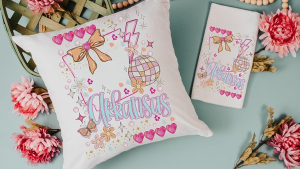 custom Arkansas throw pillows for couch, preppy room decor aesthetic pillow covers 18 x 18, Little Rock Arkansas gifts, college student gift