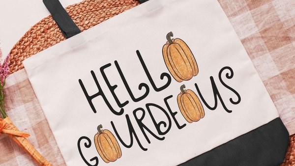 hello gourdgeous pumpkin tote bag for women, fall style gift, boo basket stuffers for teens, fall host gift, Halloween candy bag for adults