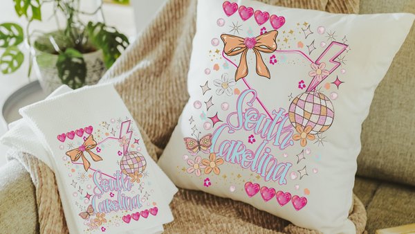 South Carolina decorative pillows for couch dorm decor for girls, South Carolina Christmas gifts for college girls, pink preppy hand towels