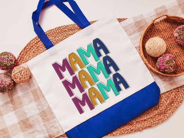 Mama Mama Mama Tote Bag for Moms, 17.5x17
