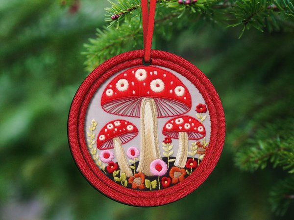 toadstool ornaments for mini tree for all holidays, red mushroom car charms rear view mirror, nature lover gifts, mushroom gifts for her