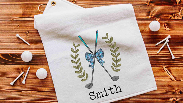 personalized golf coquette golf towels with grommet, girly golf bag accessories ladies golf ball towel, plaid golf ball towel, golf mom gift