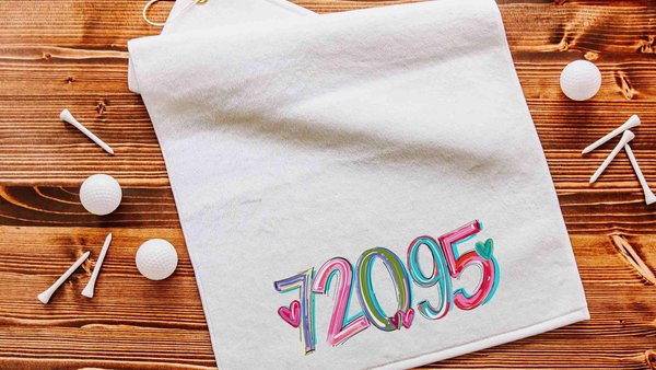 personalized golf towel with grommet, custom zip code towels golf accessories, golfing gifts for women, cute golf retirement gifts for her