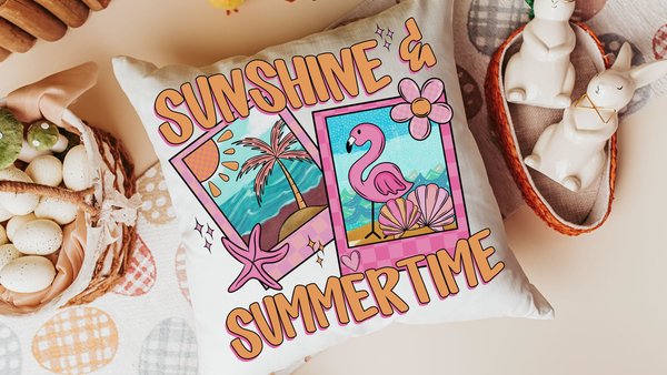 pink and orange coastal throw pillows for living room, summer vibes decor beach house gifts, cute flamingo gifts for her, lanai decor, best