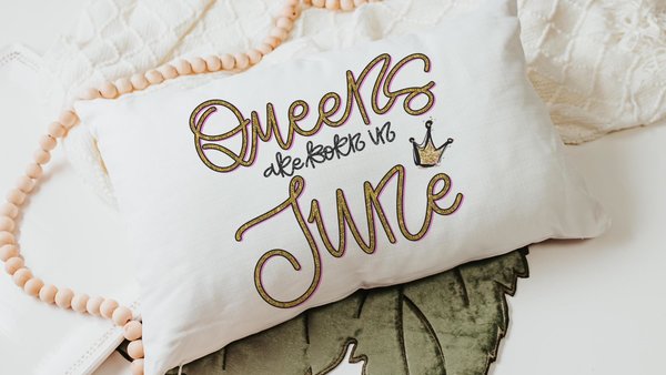 queens are born in June fun throw pillows for bedroom, June birthday gifts for her, birthday queen lumbar pillow cover 12x20, bestie gifts