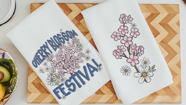 cherry blossom festival Sakura kitchen towels for summer hand towels for bathroom, Japanese aesthetic floral kitchen decor, Washington DC