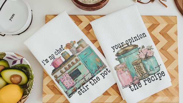 not a chef stir the pot funny kitchen towels for women, your opinion is not in the recipe sassy hand towel, sarcastic gifts for sister, best