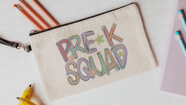 pre k squad pencil pouch with zipper, first day of preschool teacher supplies, preschooler gifts for kids, back to school gifts for girls