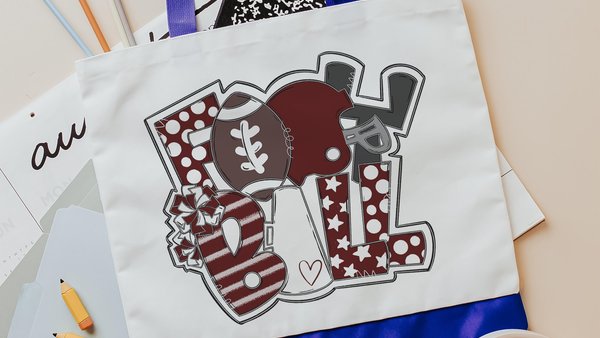 Maroon football tote bag