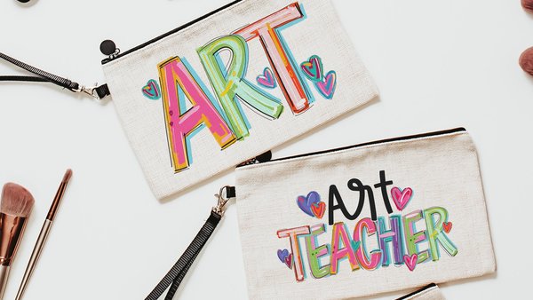 cute pencil pouch with zipper, art school art teacher gifts for women, back to school gifts for teachers, school supplies pouch