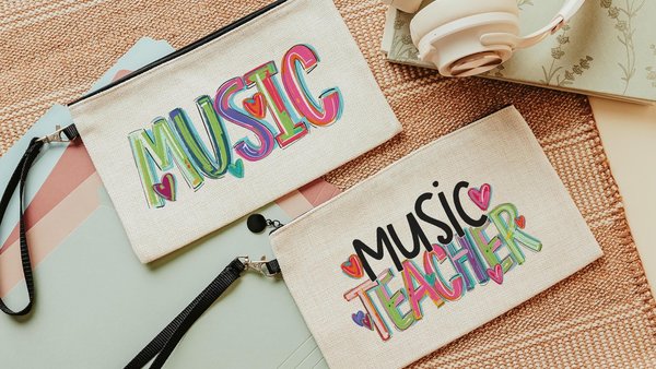 back to school pencil pouch with zipper, first day of school gifts for teachers, music teacher gifts for women, school supplies, music gifts